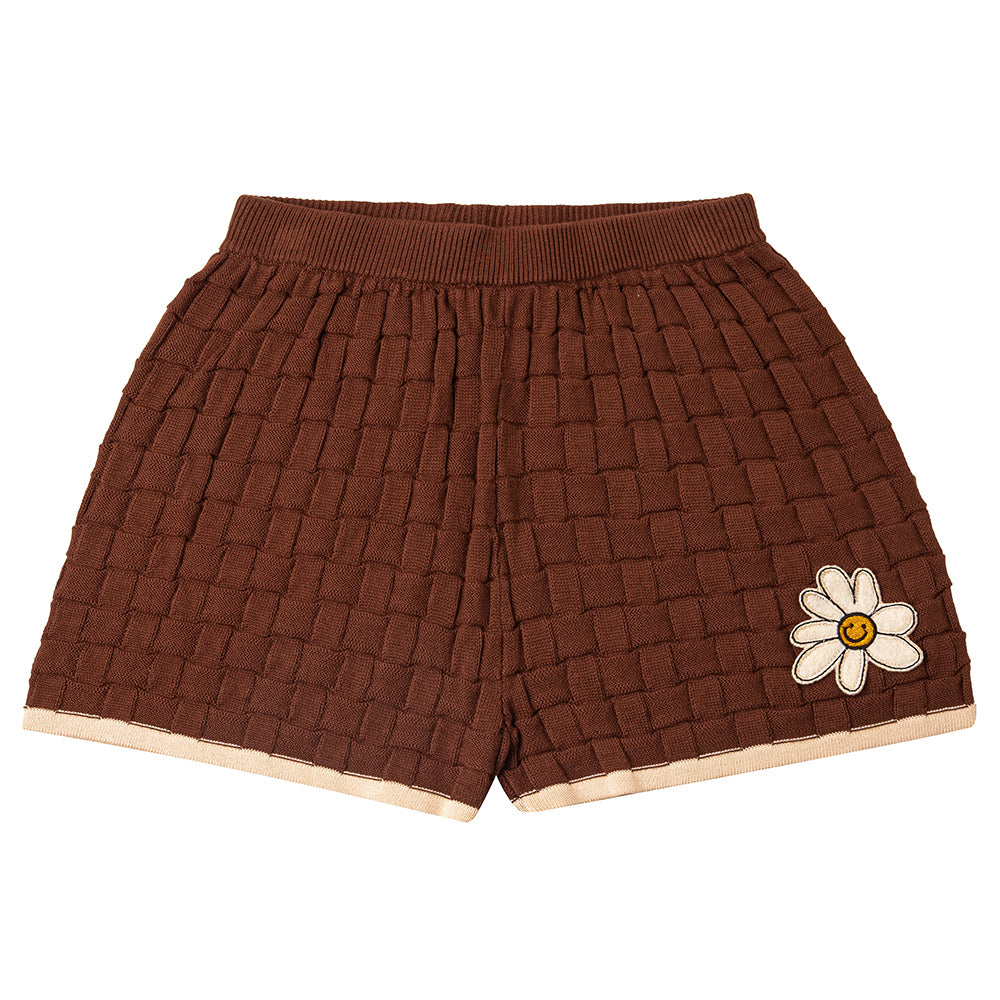 brown checkered - shorts