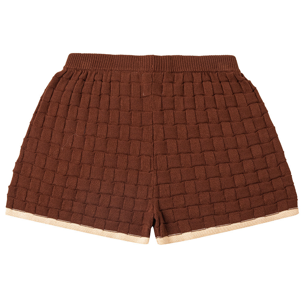 brown checkered - shorts